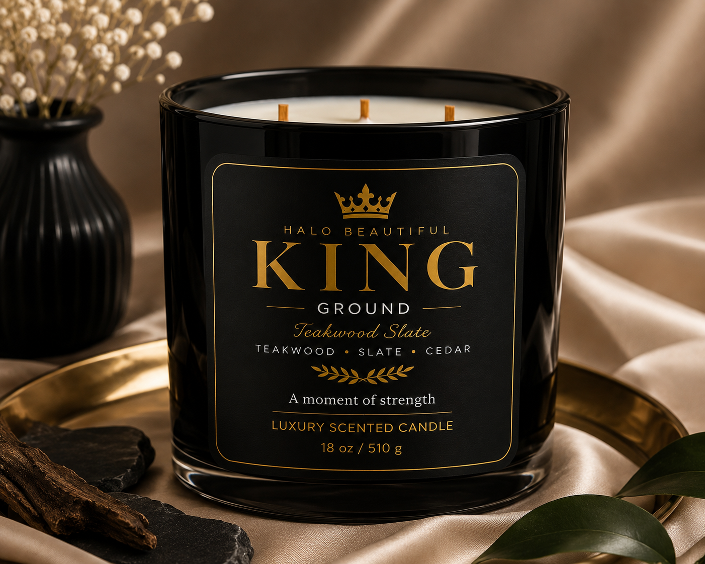 Halo Beautiful KING Ground Luxury Candle - 18 oz / 510 g