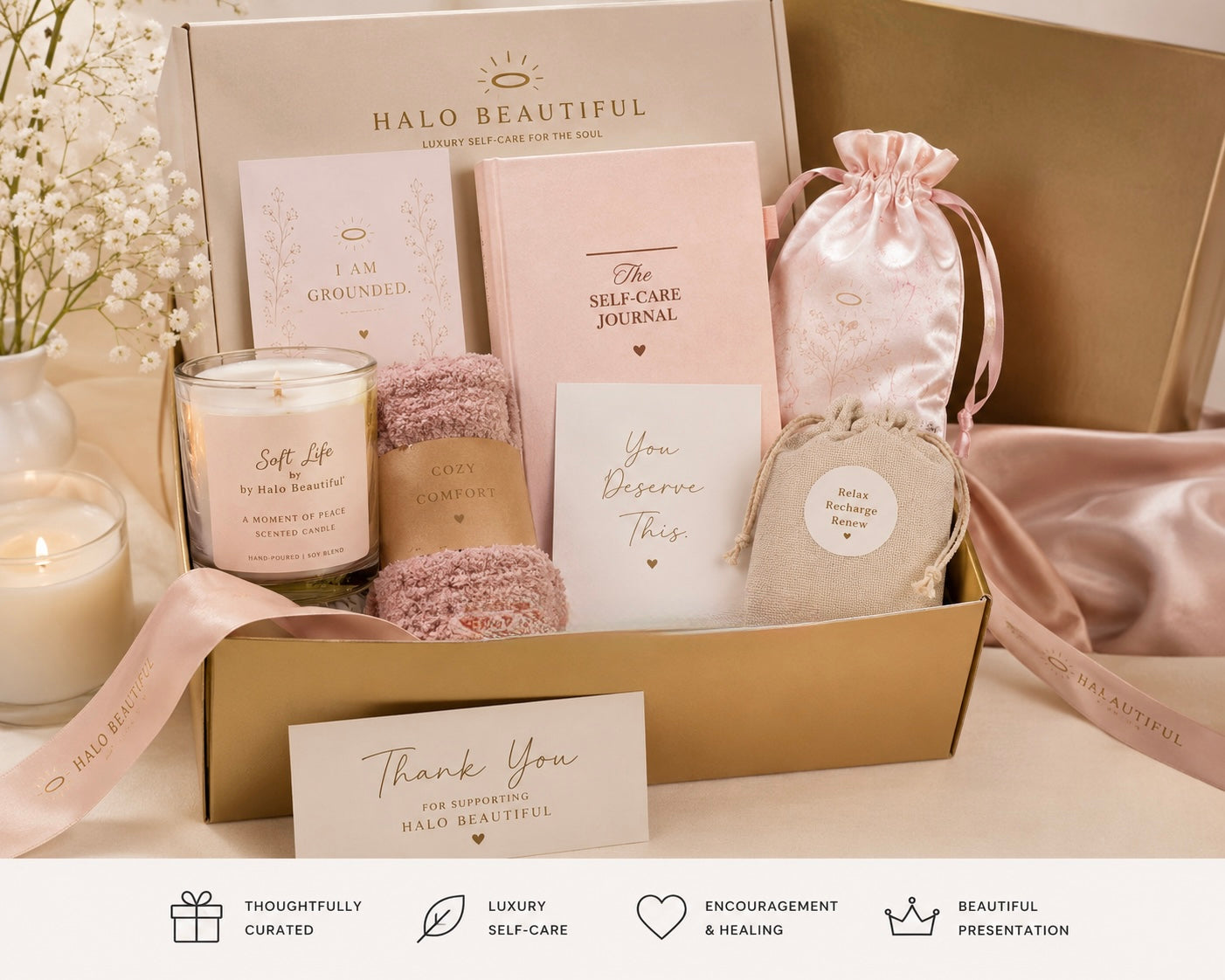 Halo Beautiful Luxury Self-Care Gift Box for Women