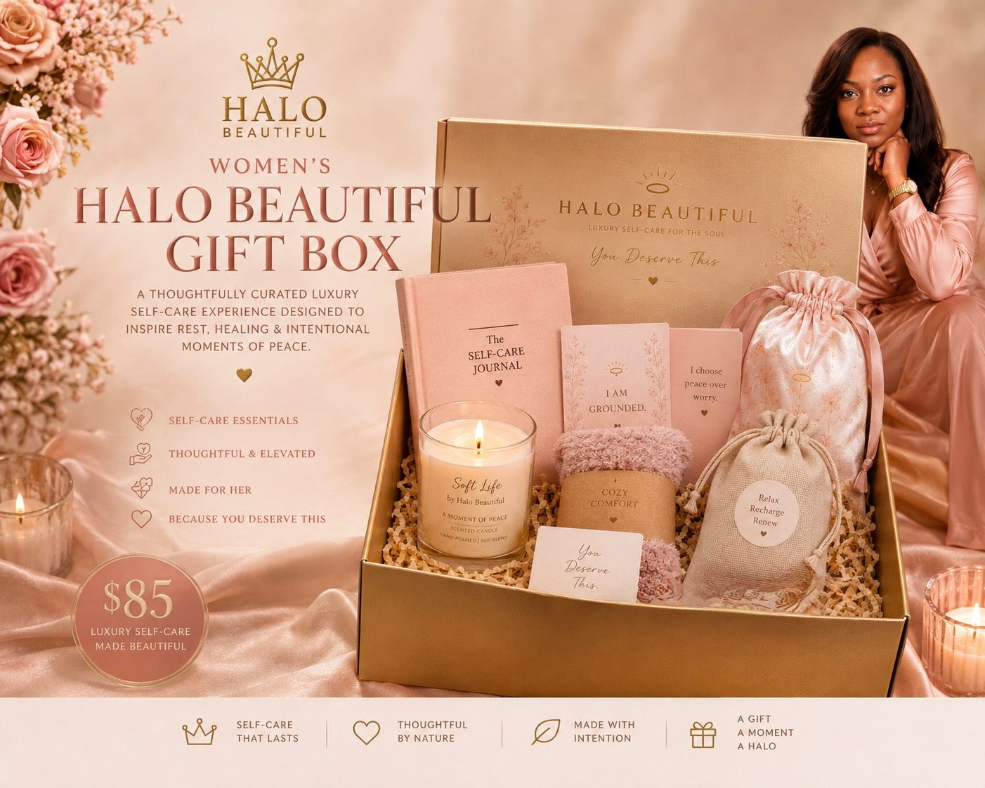 Halo Beautiful Luxury Self-Care Gift Box for Women