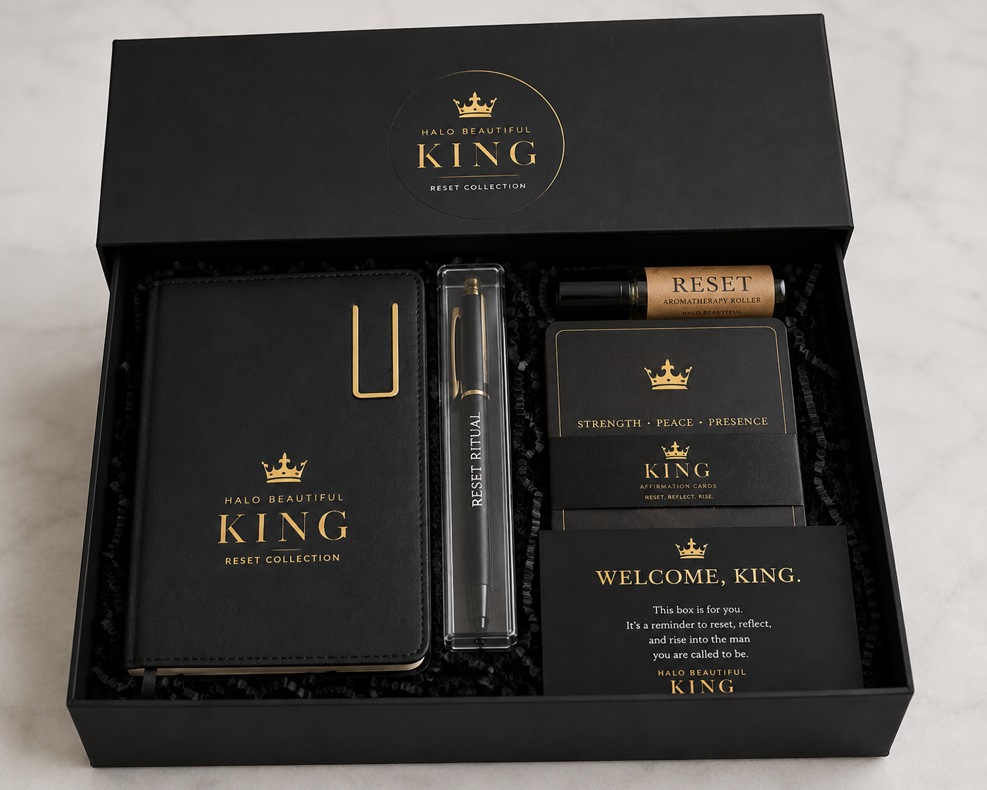 Halo Beautiful KING Reset Box | Men’s Self-Care & Reflection Gift Set