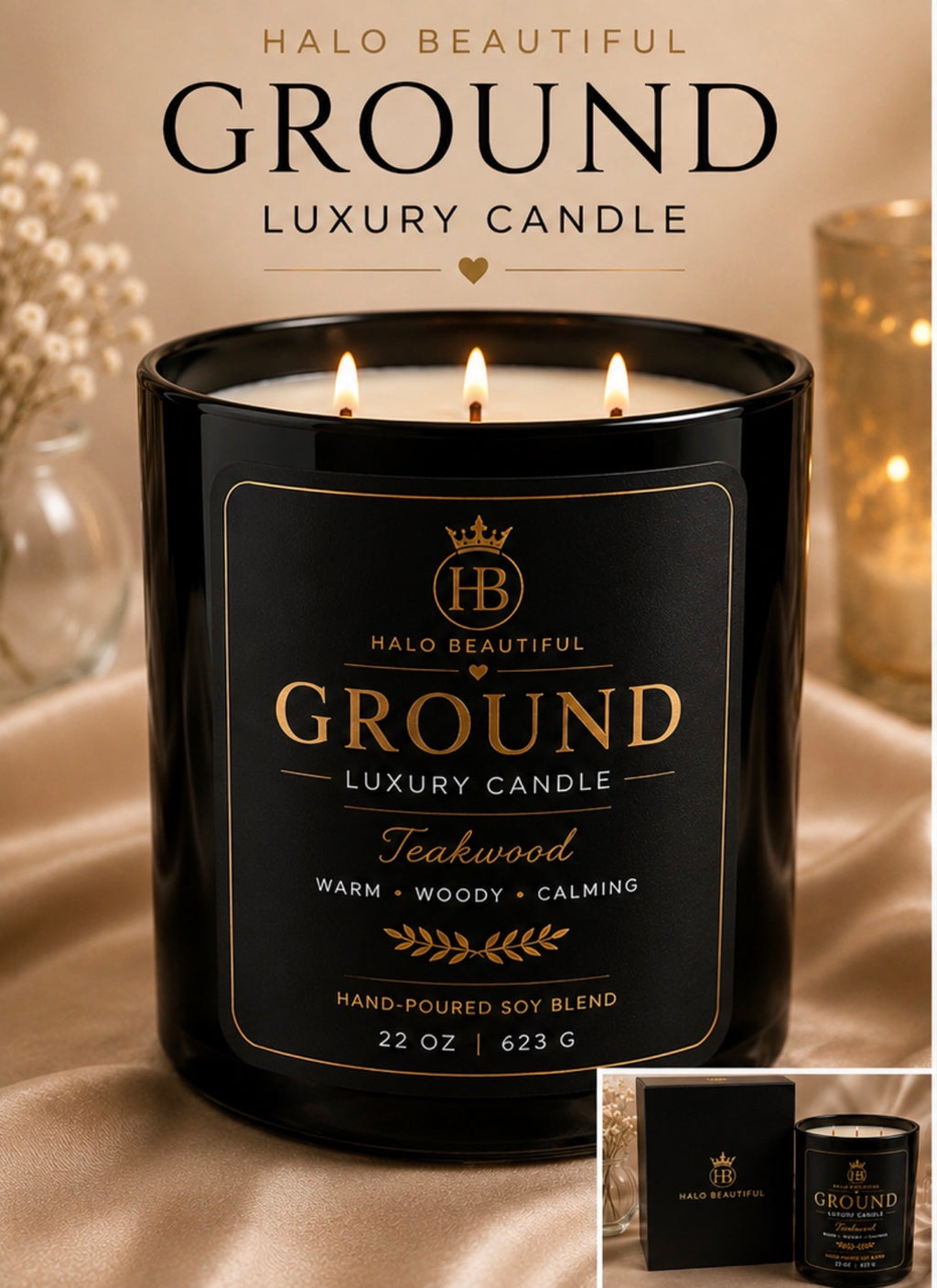 Halo Beautiful GROUND Luxury Candle — 22 oz / 623 g